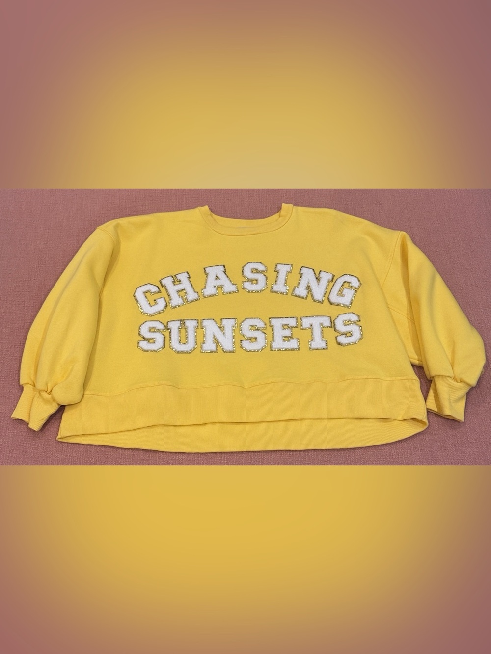 Judith March Chasing Sunsets Sequin Appliqué Sweatshirt Yellow Large